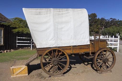 Old West Wagon Wheel Replica outdoors in public park