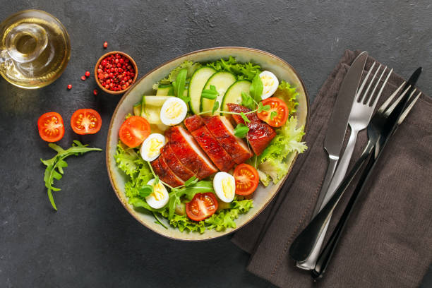 istock Chicken meat and vegetables salad. 1282077690