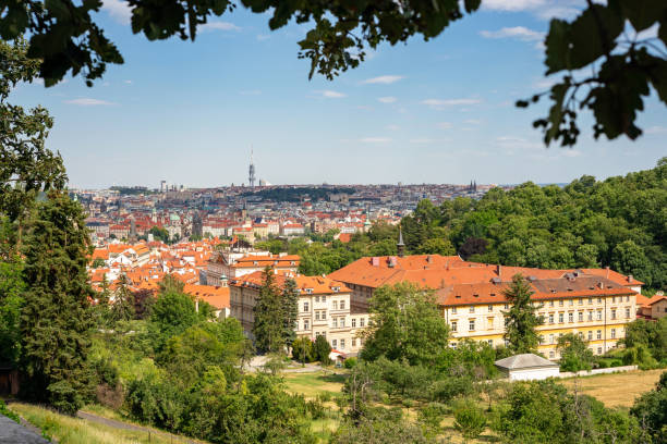istock Arial View of Prague from the hill. Tile roofs. 1282077709