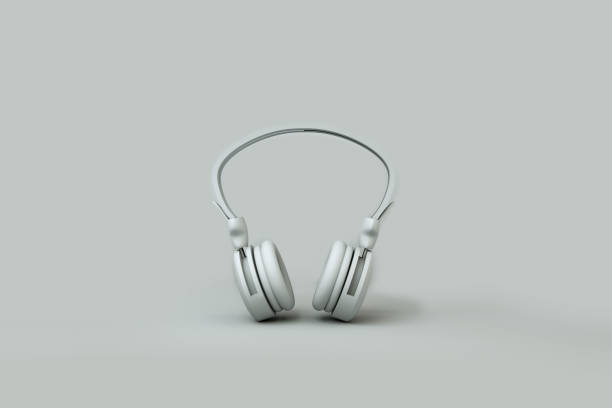 istock Minimal white background white headphones 3d rendering 1282078499