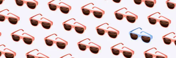 Vector illustration of Vector Glasses 3d design object. Realistic sunglasses pattern white background.