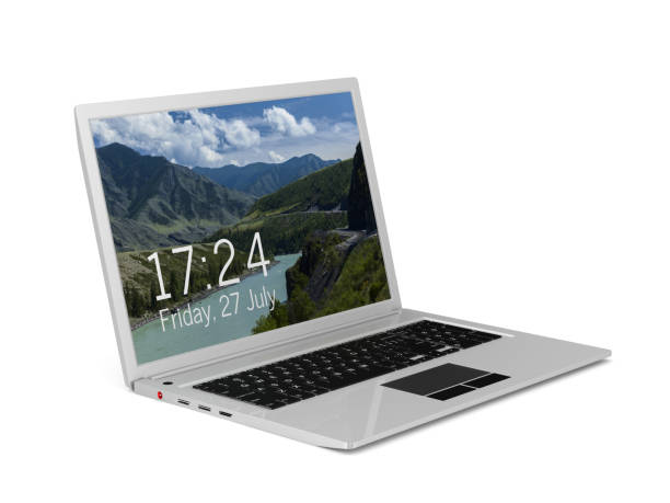 istock laptop on white background. Isolated 3D illustration 1282086385
