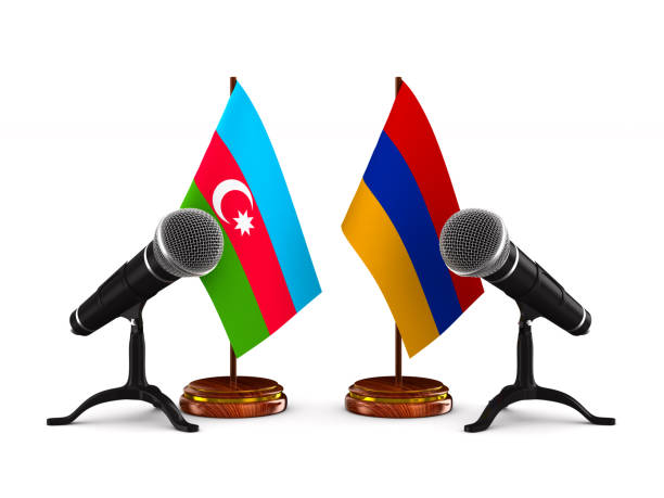istock Relationship between Armenia and Azerbaijan on white background. Isolated 3D illustration 1282088085
