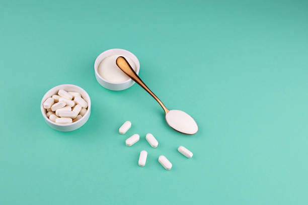 istock Collagen protein powder and collagen pills 1282094416