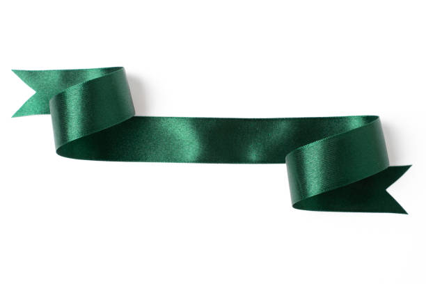 green banners ribbons label on white background