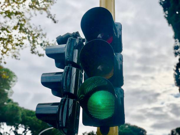 istock Traffic lights on a road in rome italy 1282098897