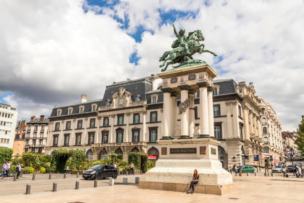 Clermont-Ferrand, France. Statue of Vercingetorix, king and chieftain of the Arverni tribe who united the Gauls against Roman forces, at Place de Jaude