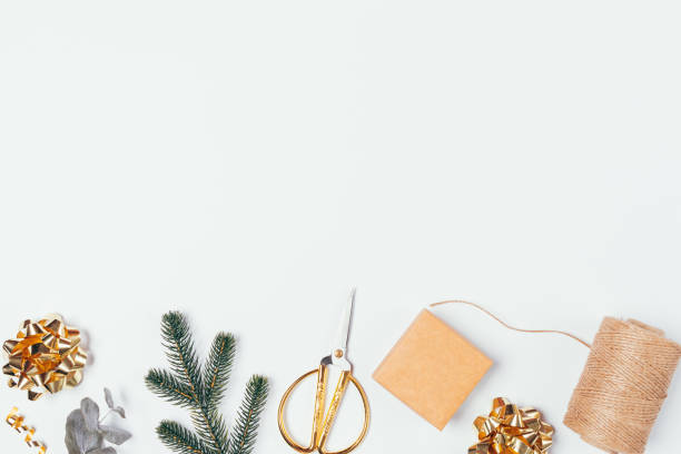 istock Flat lay composition Christmas homemade gift box 1282101020