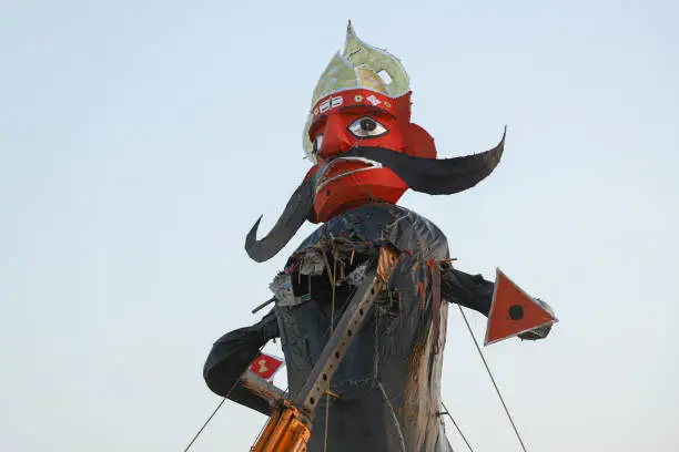 Dussehra Festival Celebration in India and burning of the Ravan effigy on the hindu festival