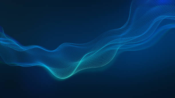 istock Beauty abstract wave technology background with blue led light. tech business concept. 1282104109