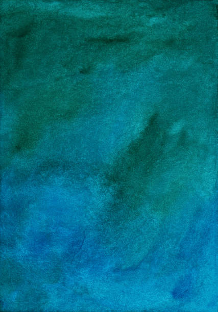 istock Watercolor deep blue green background. Hand painted 1282106493