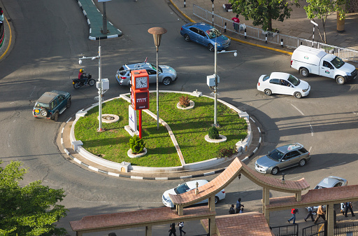 Nairobi, Kenya - December 23: Roundabout and KICC area entrance at City Hall Road in Nairobi, Kenya on December 23, 2015