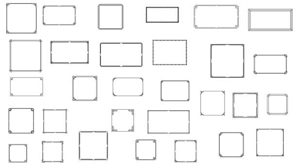 Set Black Simple Line Frame Collection Doodle Square Floral Frame Leaves Elements Vector Design Style Sketch Isolated Illustration For Banner abstract, antique, art, background, banner, black, border, brush, bubble, card, cartoon, collection, comment, decoration, decorative, design, doodle, drawing, drawn, element, elements, frame, graphic, grunge, hand, handdrawn, illustration, ink, isolated, line, message, ornament, oval, pattern, pencil, photo, picture, rectangle, retro, scribble, set, shape, shapes, simple, sketch, square, template, vector, vintage, white frames and borders stock illustrations
