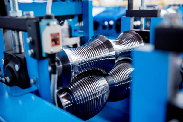 istock Metal sheet forming machine at the modern metalwork factory. 1282114590