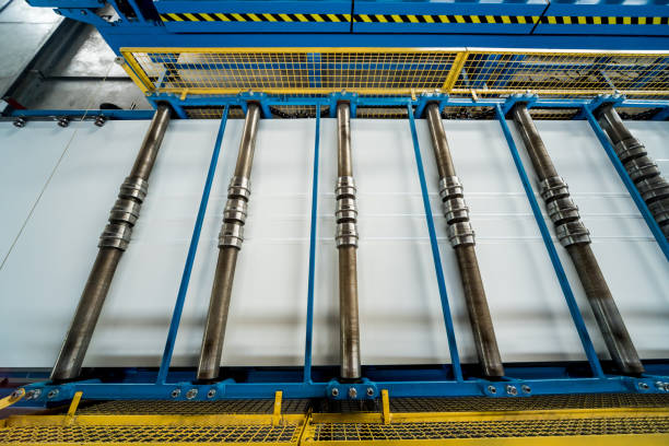 istock Metal sheet forming machine at the modern metalwork factory. 1282114821