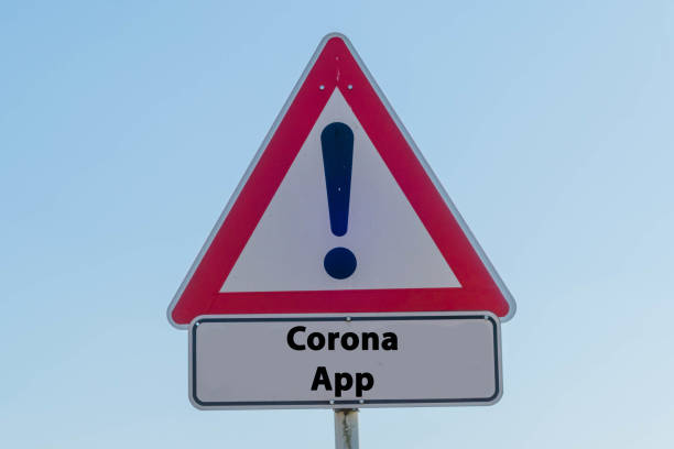 символический знак с текстом corona app - rule of third стоковые фото и изображения