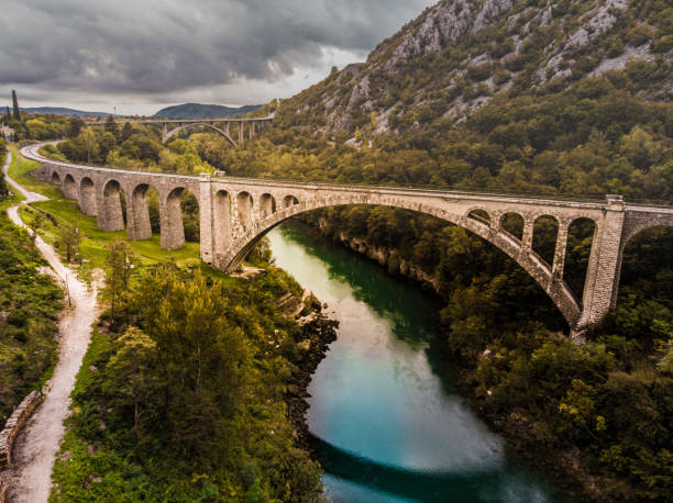 istock Aerial view on Solkan bridge, Slovenia 1282117380