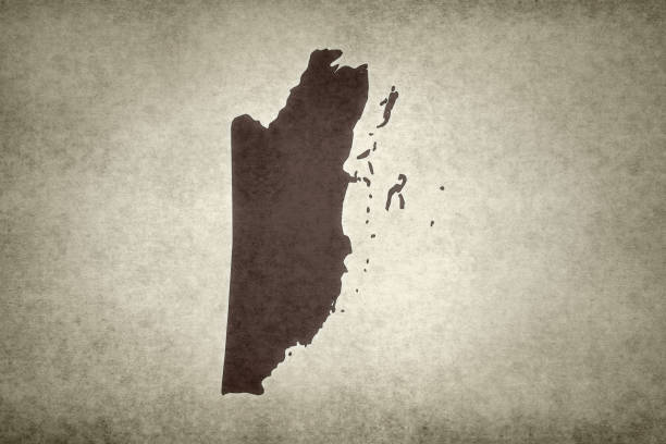 Grunge map of Belize printed on an old paper.