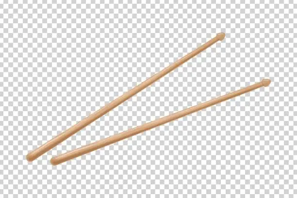 Vector illustration of Vector realistic isolated drumsticks on the transparent background. Concept of drum playing.