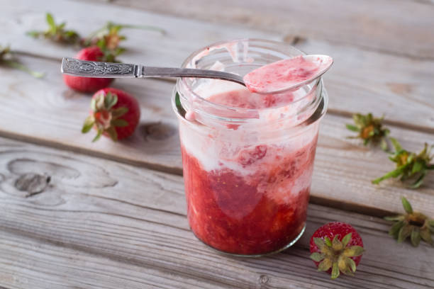 istock Strawberry with sour cream 1282128369