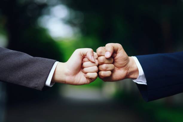 istock Businessmen keep their distance to prevent COVID 19 1282128387
