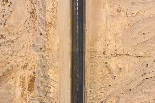 Desert highway road, Aerial image