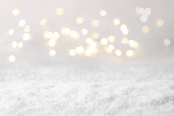 istock blurred Christmas lights and snow. Bokeh winter background 1282136234