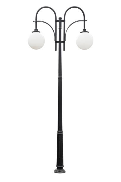 Lamp post street road light pole. Lamppost on a white background