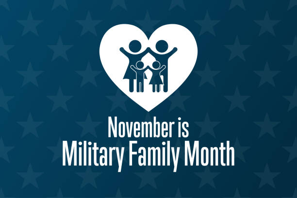 November is Military Family Month. Holiday concept. Template for background, banner, card, poster with text inscription. Vector EPS10 illustration. November is Military Family Month. Holiday concept. Template for background, banner, card, poster with text inscription. Vector EPS10 illustration military family stock illustrations