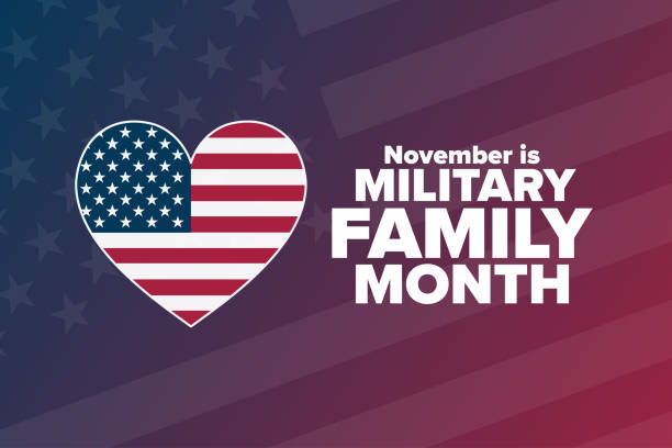 November is Military Family Month. Holiday concept. Template for background, banner, card, poster with text inscription. Vector EPS10 illustration. November is Military Family Month. Holiday concept. Template for background, banner, card, poster with text inscription. Vector EPS10 illustration military stock illustrations