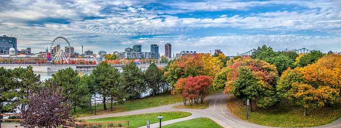 View of Montreal from the city of Le Havre in autumn.
