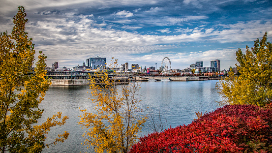View of Montreal from the city of Le Havre in autumn.