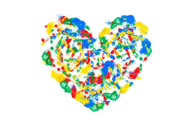 istock Multicolored prints of children's hands form a heart 1282142908