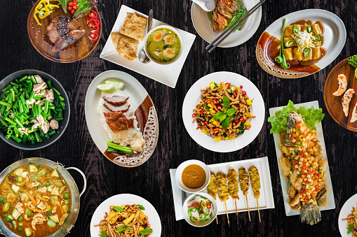 Thai food tasty cuisine Thailand Asia on dark wooden table