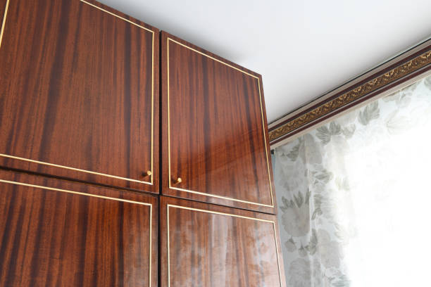 istock Old soviet vintage brown wardrobe.Old apartment design. 1282143931
