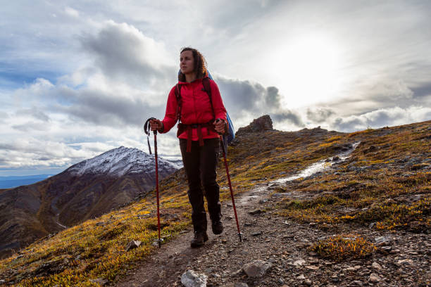 istock Woman Backpacking in Scenic Mountain Landscape 1282144530