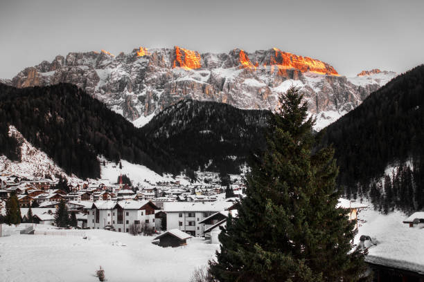 Sunset over the Sella Group seen from Selva di Val Gardena