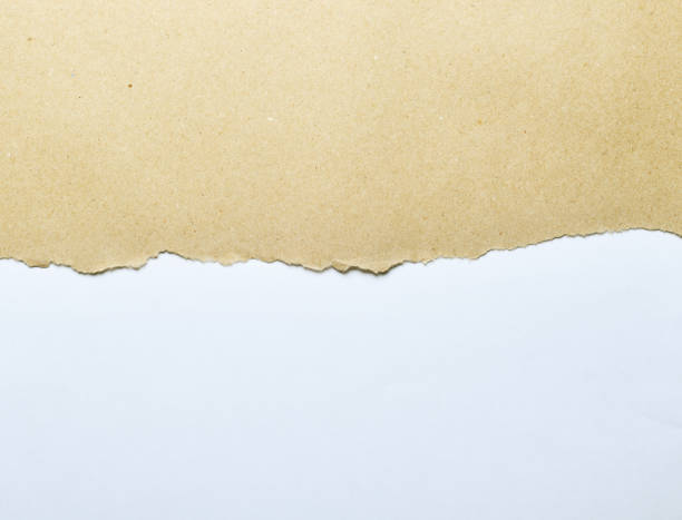 istock Wrapping gray paper with torn edges.Torn white and brown paper background.Craft paper background, top view and close up. 1282146086