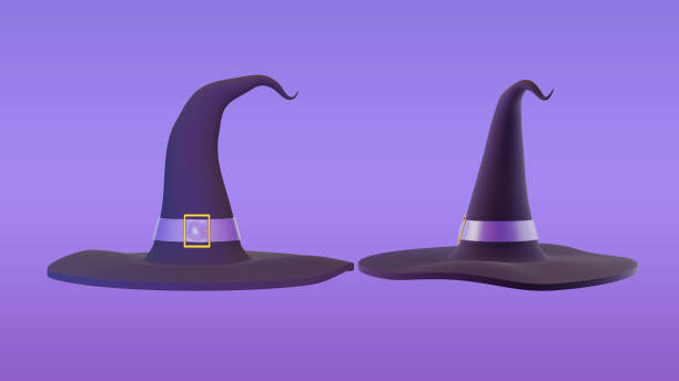 istock Halloween witch hat Front and side view on purple background. 1282146789