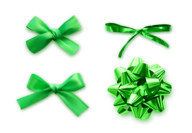 istock Green Bows set of realistic, isolated on white background 1282147182