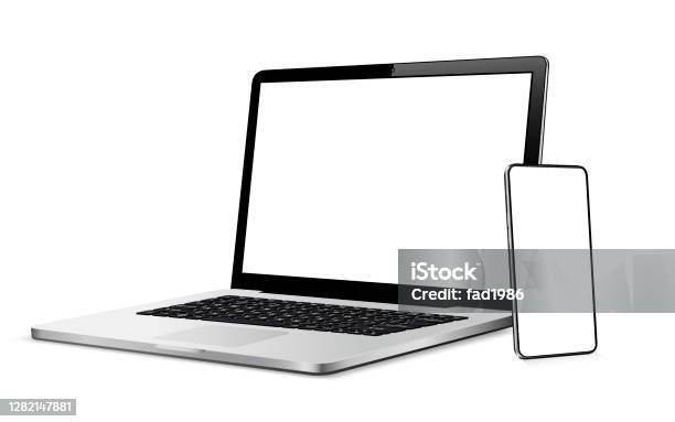 Modern Smart Phone And Laptop With Blank Touch Screen Stock Illustration - Download Image Now