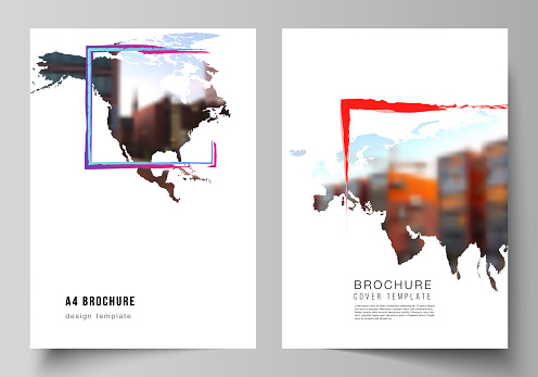Simple Design Cover Use Map Vector Layout Of A4 Cover Mockups Templates For Brochure Flyer Layout ...
