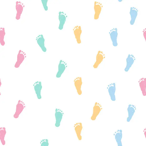 Vector illustration of Seamless pattern of bare footprints