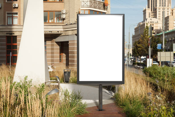 istock Advertising billboard stand mock up on the street. 1282155123