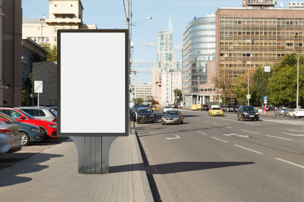 istock Advertising billboard stand mock up on the street. 1282156608