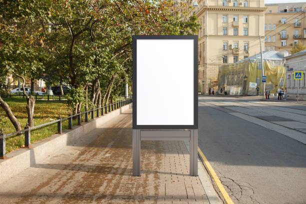 istock Advertising billboard stand mock up on the street. 1282156892