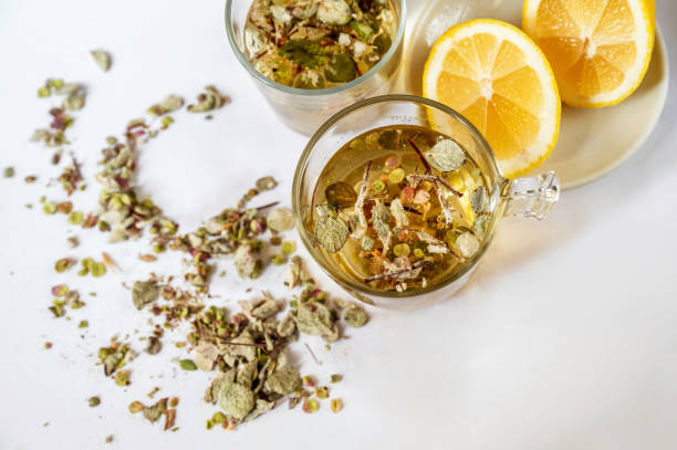 istock 2 cup oh tea from Cretan Dictamnus, lemon and dried herbs. 1282157680