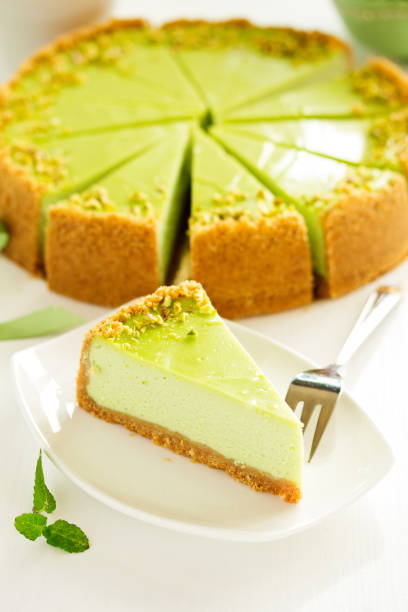 istock Pistachio Cheesecake. Homemade baking. Selective focus 1282158271