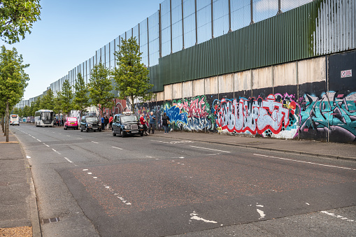Peace wall, Cupar Way, Belfast, Northern Ireland - June 26 2019
