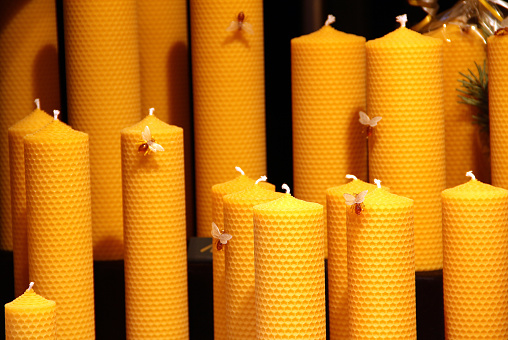 Beeswax candles - Bienenwachskerzen - on Christmas market